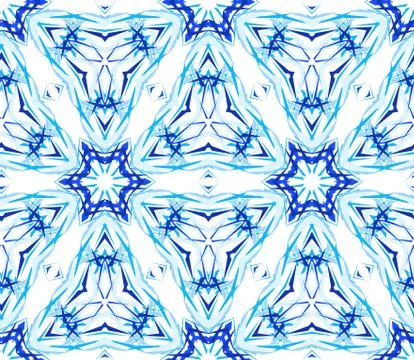 Blue Flower Fractal Thin Pattern Stock Illustration