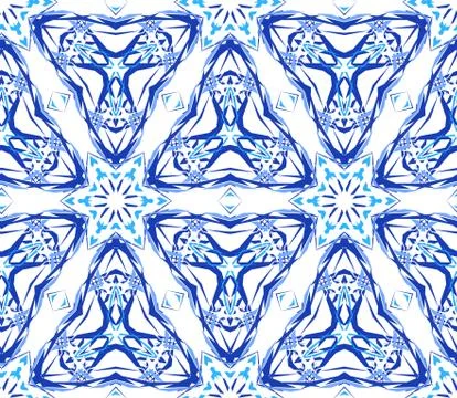 Blue Flower Fractal Triangular Pattern Stock Illustration