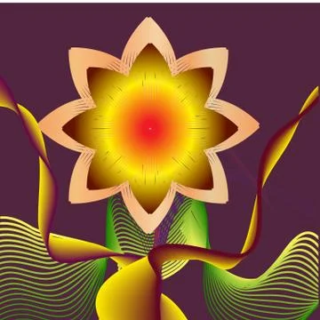 Blue flower on green background Stock Illustration