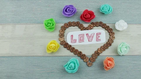 Blue flower in heart Stock Footage 87863353