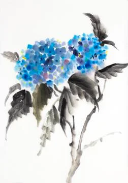 Blue flower hydrangeas Stock Illustration