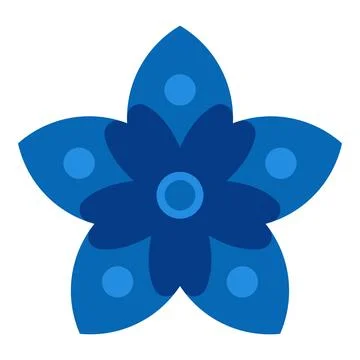 Blue flower icon featuring a five-petal design and a contrasting center, bloom Stock Illustration