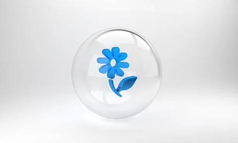 Blue Flower icon isolated on grey background. Sweet natural food. Glass circl Illustrazione stock