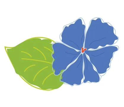 Blue flower  with leaf icon Stock Illustration