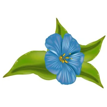 Blue Flower With Leafs Stock Illustration