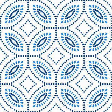 Blue Flower Pattern Boho Beads Background 스톡 일러스트