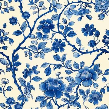 Blue Flower Pattern Examples of Chinese Ornament 01 Stock Illustration
