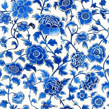 Blue Flower Pattern Examples of Chinese Ornament 02 Stock Illustration