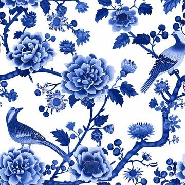 Blue Flower Pattern Examples of Chinese Ornament 09 Stock Illustration