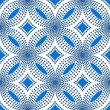 Blue Flower Pattern Halftone Background Stock Illustration