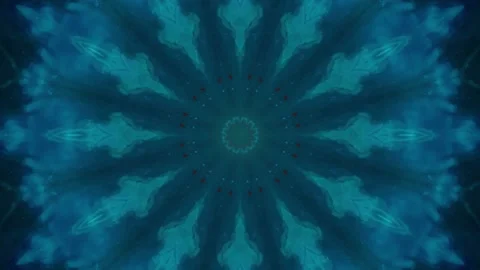 Blue flower pattern kaleidoscopic blue and green animation background. Stock Footage 204914555