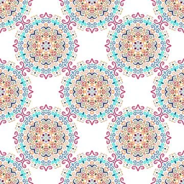 Blue Flower Pattern Round Ornament Stock Illustration