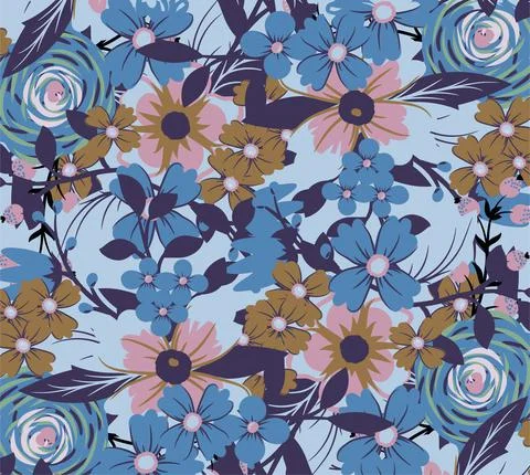 Blue Flower Pattern Vector Illustration Stock Illustration