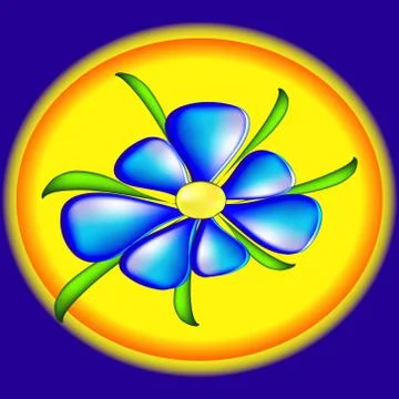 Blue flower on a plate. Stock Illustration