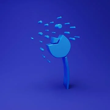 Blue Flower producing pollen in atmosphere icon isolated on blue background.. Stock Illustration