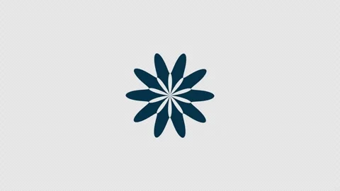 Blue flower like shape rotating with petal-like segments on transparent bac.. Video stock 303223046