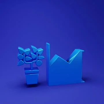 Blue Flower statistics icon isolated on blue background. Minimalism concept.. Stock Illustration