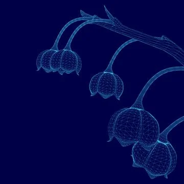 Blue flower with a stem is shown in a blue background. The flowers are arranged Stock Illustration