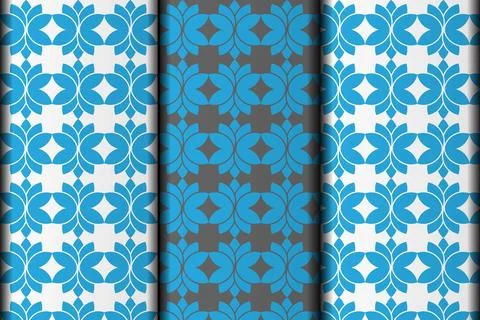 Blue flower style decorative pattern design. Stock Illustration
