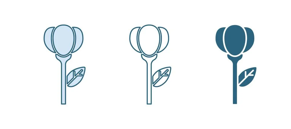 Blue Flower tulip icon isolated on white background.  Vector Stock Illustration