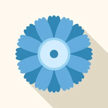 Blue flower vector flat design icon blossom Stock Illustration