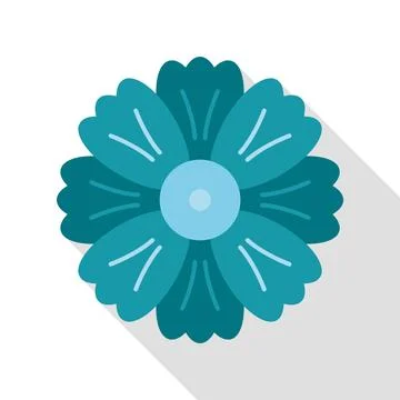 Blue flower vector icon flat design illustration Stock Illustration