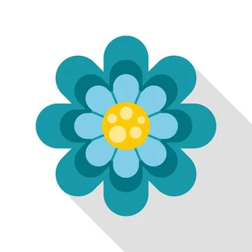 Blue flower vector illustration with long shadow design Stock Illustration
