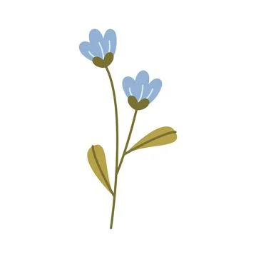 Blue flowers and leafs spring isolated icon イラスト素材