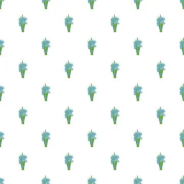 Blue flowers bouquet creating a repeating seamless floral pattern 스톡 일러스트