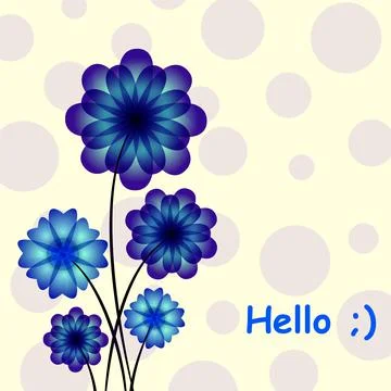 Blue flowers on circle background. Vector beautiful abstract design template Illustrazione stock