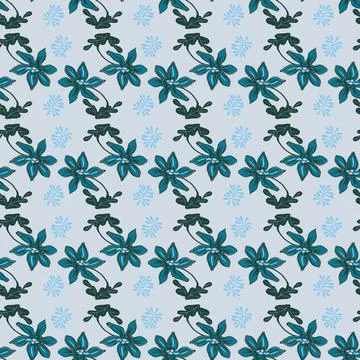 A blue flowers elegant seamless vector pattern Stock Illustration