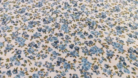 Blue flowers fabric pattern Stock Footage 260539012