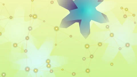 Blue Flowers Floating in Yellow Background. Video stock 329927609