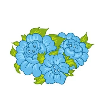 Blue flowers isolated on white background Illustrazione stock