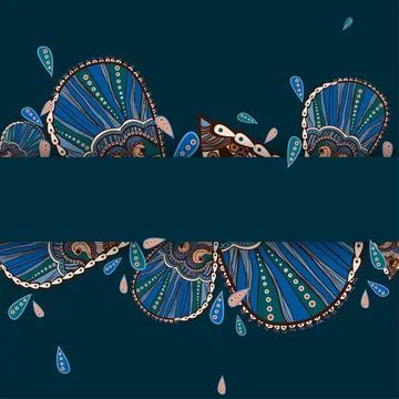 Blue flowers with rectangle frame Illustrazione stock