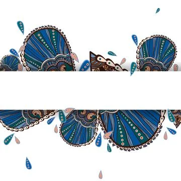 Blue flowers with rectangle frame Stock Illustration