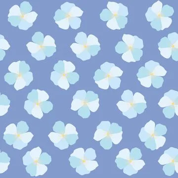 Blue flowers in rows seamless pattern Stock Illustration