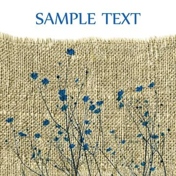 Blue flowers on sacking Stock Photos