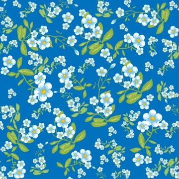 Blue flowers seamless pattern Illustrazione stock