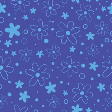 Blue flowers seamless pattern Stock Illustration