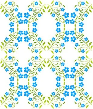 Blue flowers seamless pattern Stock Illustration
