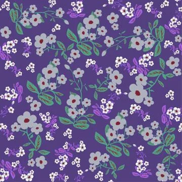 Blue flowers seamless pattern Stock Illustration