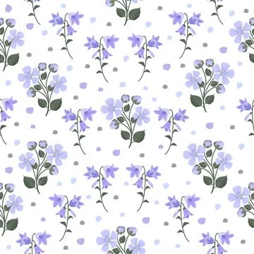 Blue flowers, seamless pattern Stock Illustration