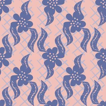 Blue flowers seamless vector pattern on pink Stock-Illustration