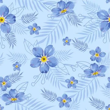 Blue flowers themed Repeating Pattern. Stock Illustration