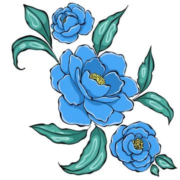 Blue flowers on white Stockillustratie