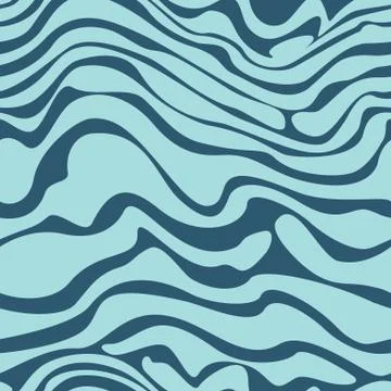 Blue flowing lines seamless pattern for fashion design. Pattern, texture for  Stock Illustration