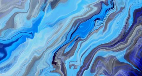Blue flowing liquid waves abstract motion blurred background. Stock Illustration