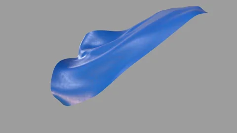 Blue Flowing Superhero Cape Isolated on Grey With Luma Mate Stock Footage 342984897