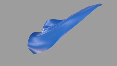 Blue Flowing Superhero Cape Isolated on Grey With Luma Mate Stock Footage 343881882